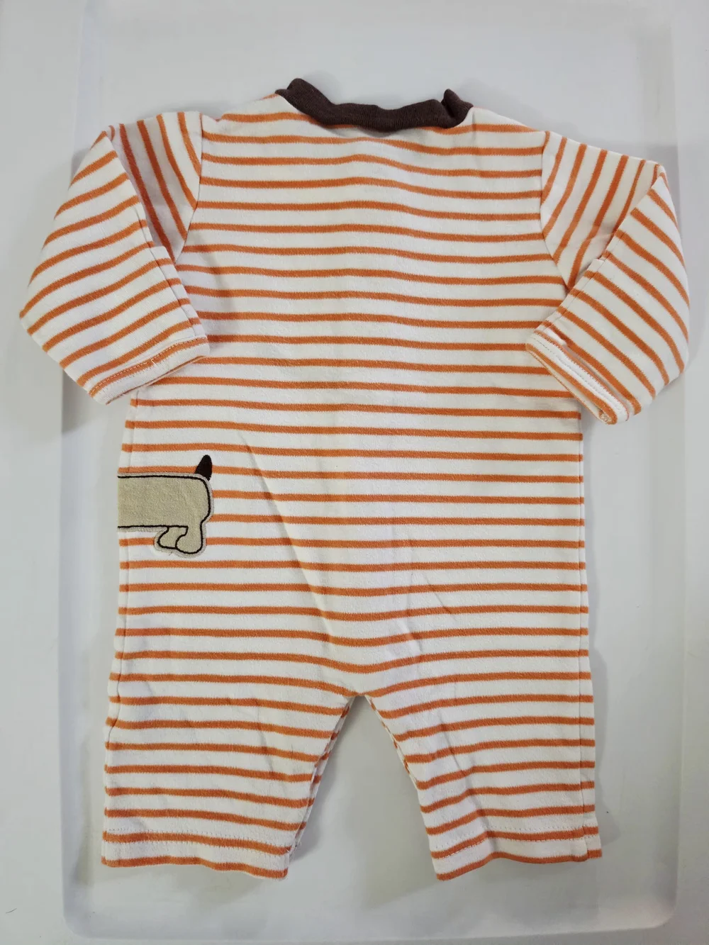 Carter's Orange and White Striped Footie with Puppy Applique